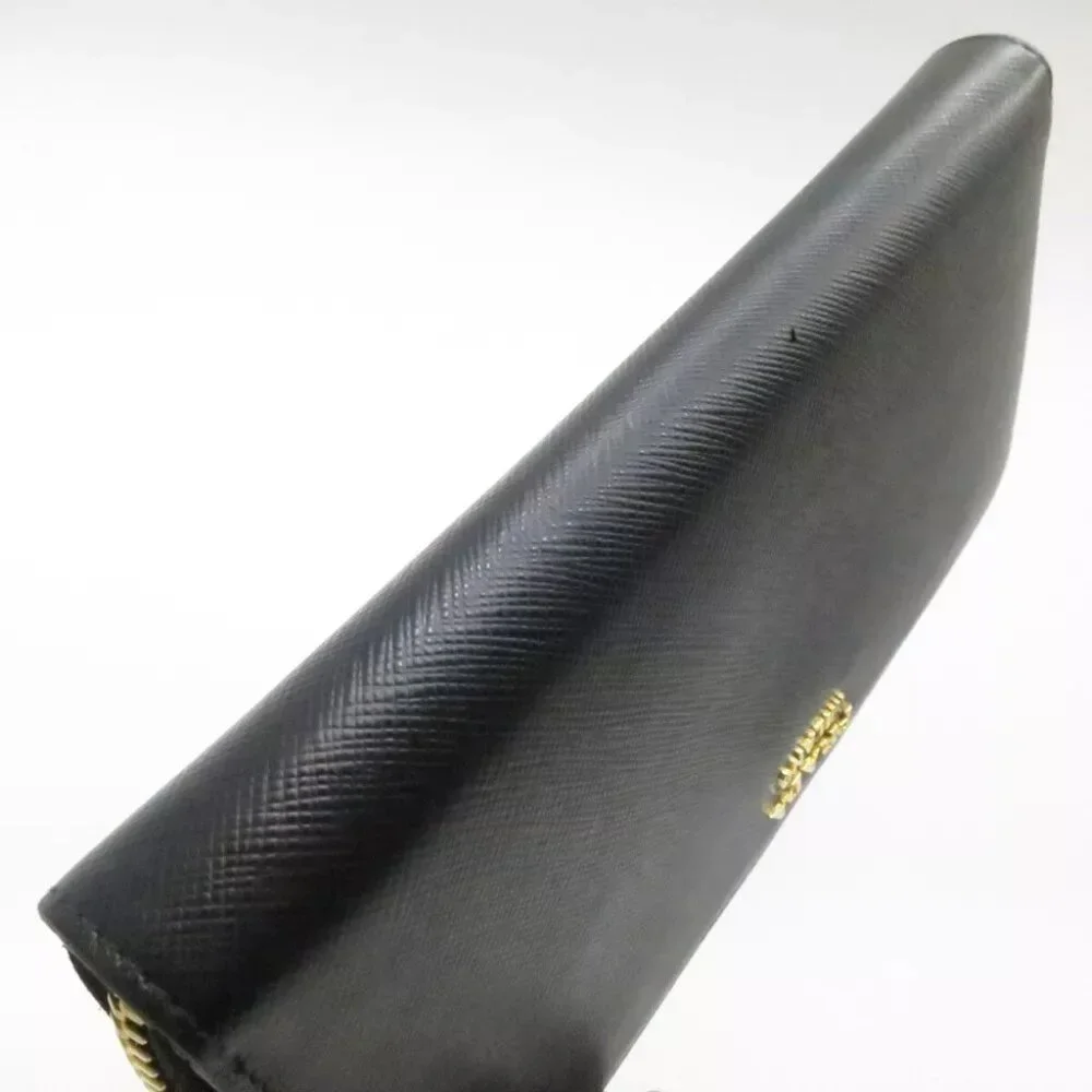 PRADA Saffiano Triang Zippy Round Wallet Black - Picture 5 of 12